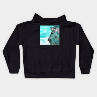 Zebra Abstract BLUE AQUA Kids Hoodie